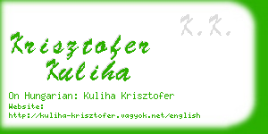 krisztofer kuliha business card